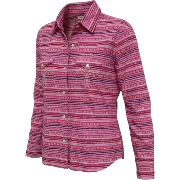Panhandle Other - Panhandle Western Pink Purple Aztec Pearl Snap Long Sleeve Shirt Girls Medium